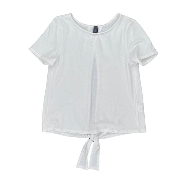 ALYA NWOT White Crew Neck Open Back Short Sleeve with Tie Detail Blouse Top - xs - Picture 2 of 8